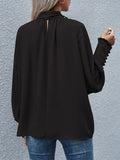 Tie Neck Lantern Sleeve Blouse