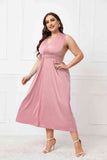 Plus Size Tied Surplice Sleeveless Midi Dress