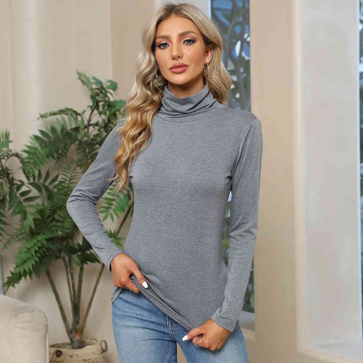 Turtleneck Long Sleeve T-Shirt