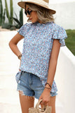 Ditsy Floral Mock Neck Short Sleeve T-Shirt