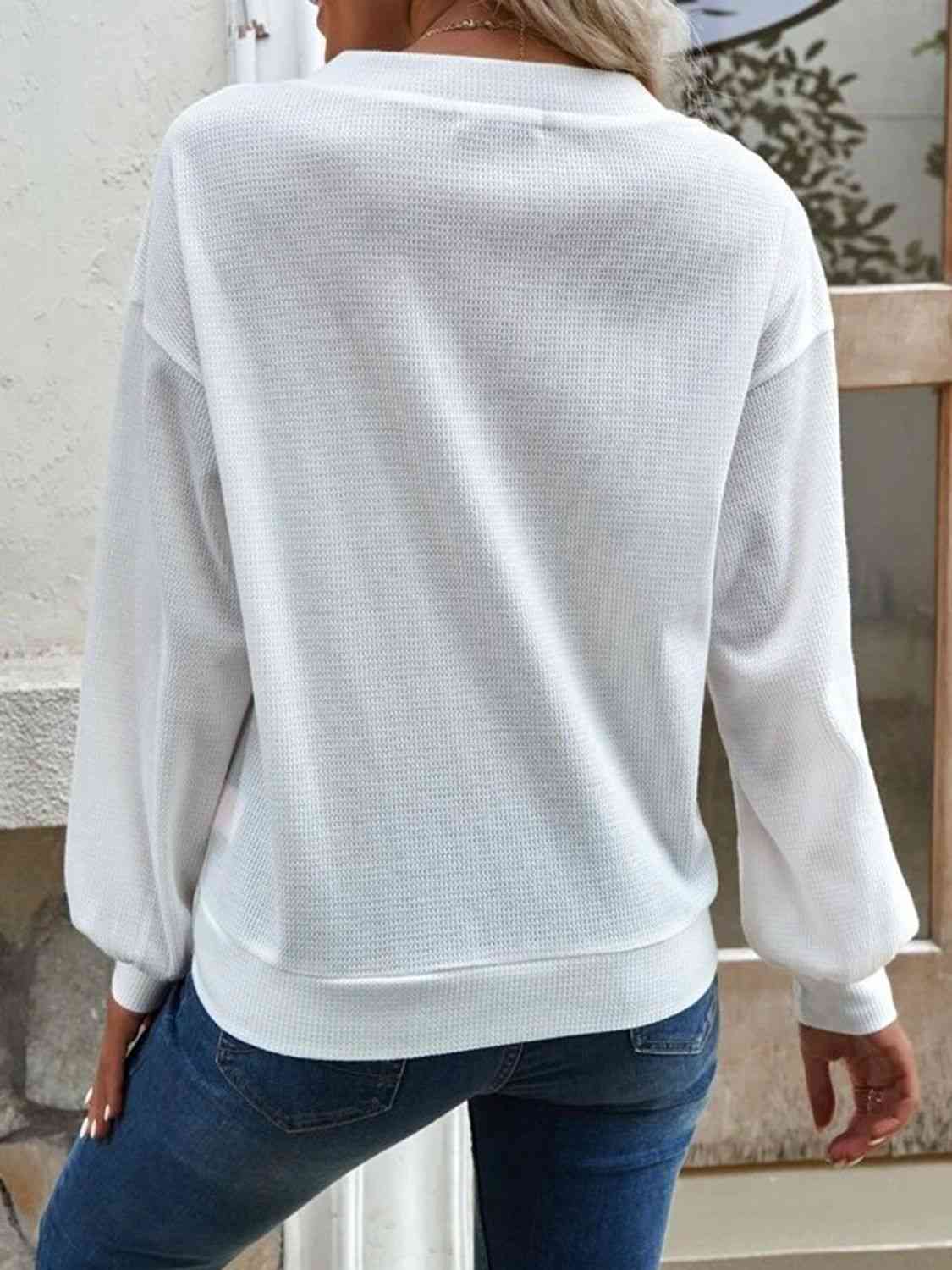 V-Neck Dropped Shoulder Blouse