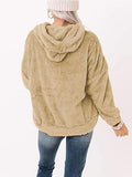 Drawstring Teddy Hoodie with Pocket