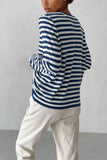 Striped Round Neck Long Sleeve Sweater