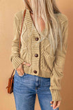 Woven Right Mixed Knit Button Down Cardigan with Pockets