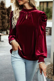 Mock Neck Puff Sleeve Blouse