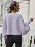 Woven Right Horizontal Ribbing Dolman Sleeve Sweater