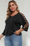 3/4 Sleeve Cutout Detail Top