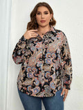 Plus Size Printed Long Sleeve Shirt