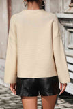 Mock Neck Dropped Shoulder Pullover Sweater