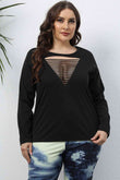 Plus Size Cutout Front Long Sleeve T-Shirt