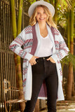 Geometric Open Front Longline Cardigan