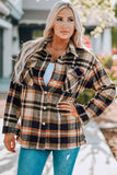 Double Take Plaid Button Front Shirt Jacket with Breast Pockets