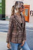 Full Size Plaid Buttoned Blazer