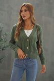 Cable-Knit Button Up Dropped Shoulder Cardigan