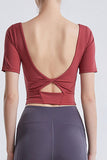 Cutout Backless Round Neck Active T-Shirt