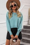 Round Neck Dropped Shoulder Pullover Sweater