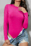 Rhinestone Embellished Long Sleeve Bodysuit