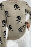 Graphic Mock Neck Dropped Shoulder Sweater