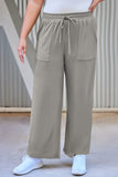 Plus Size Drawstring Straight Pants with Pockets