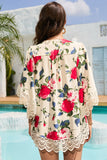 Floral Print Flounce Sleeve Cardigan