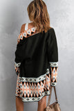 Geometric Open Front Long Sleeve Cardigan