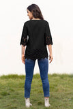 Tie Neck Lace Detail Half Sleeve Blouse