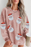 Sequin Santa Patch Ribbed Sweatshirt