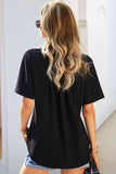 Double Take Buttoned Notched Neck Short Sleeve Top