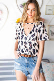 Leopard Cutout Short Sleeve Top