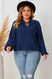 Plus Size Tie Neck Balloon Sleeve Blouse