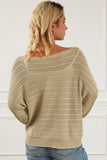 Openwork Boat Neck Lantern Sleeve Sweater