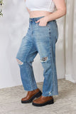 Judy Blue Full Size Distressed Raw Hem Straight Jeans