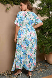 Plus Size Tied Surplice Short Sleeve Maxi Dress