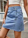 Pocketed High Waist Denim Skirt