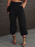 High Waist Drawstring Pants with Pockets