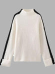 Contrast Turtleneck Long Sleeve Sweater