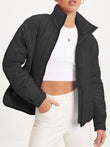 Zip Up Collared Neck Long Sleeve Jacket