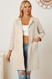 Open Front Pocketed Long Sleeve Coat