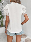 Tie Neck Layered Flutter Sleeve Blouse