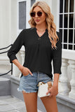 Eyelet Notched Knit Jacquard Top