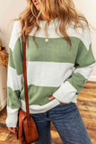 Color Block Round Neck Drop Shoulder Sweater