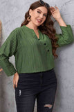 Plus Size Striped Notched Neck Top