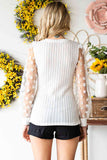 Double Take Textured Applique Long Sleeve Blouse