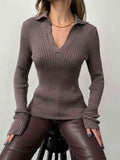 Johnny Collar Rib-Knit Top