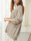 Full Size V-Neck Rib-Knit Cardigan