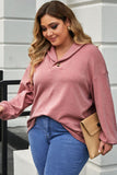 Plus Size Dropped Shoulder Collared Neck T-Shirt