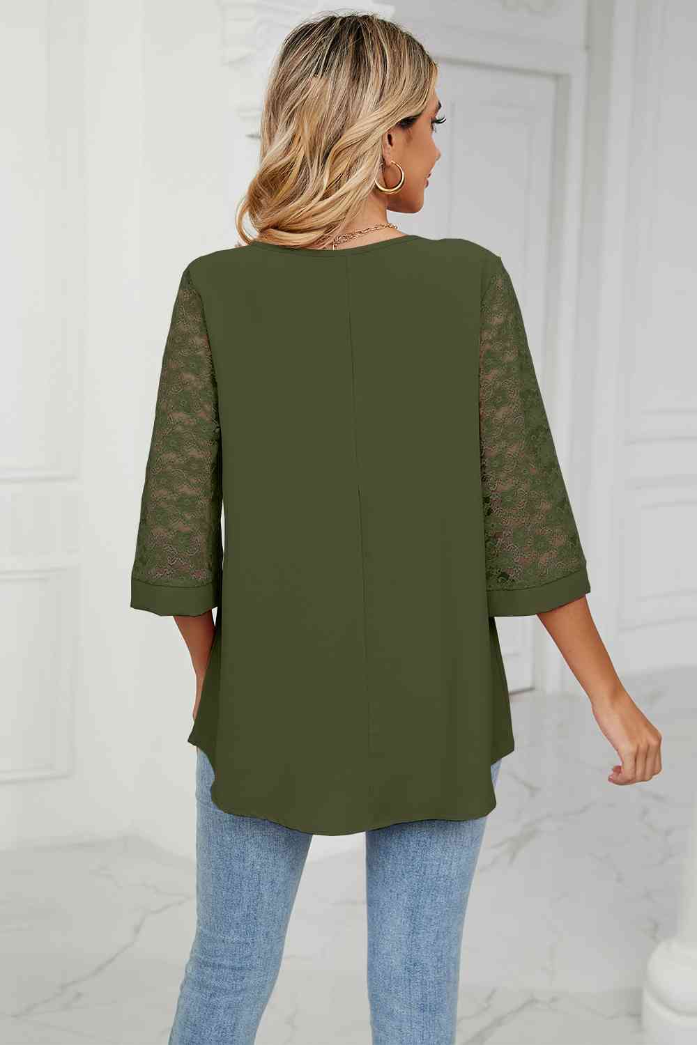 V-Neck Three-Quarter Sleeve Top