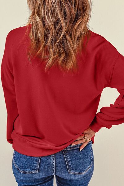 Sequin Santa Patch Round Neck Sweatshirt