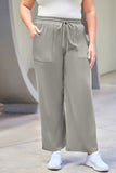 Plus Size Drawstring Straight Pants with Pockets