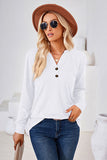 Notched Button Detail Long Sleeve T-Shirt